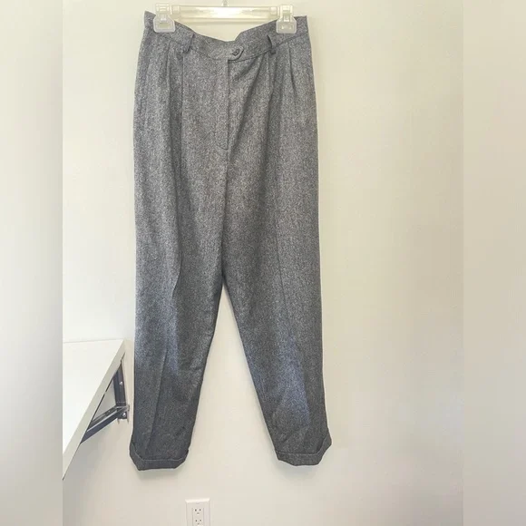 Lauren Ralph Lauren Wool Plaid Pleated Trouser Pant Gray SZ 12 - Picture 3 of 11